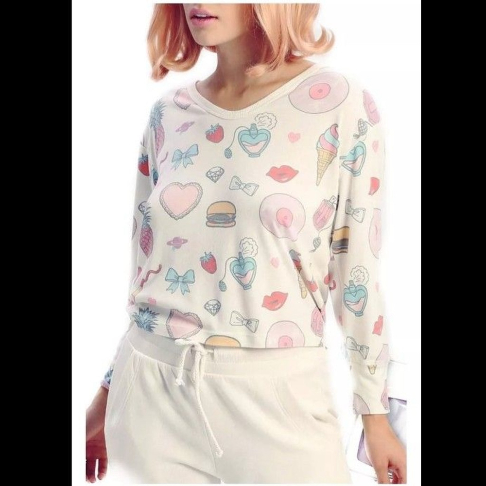 Wildfox Emoji All Over Print Babysitter Tee